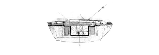Galería de arte Chateau La Coste | Esbozo de la zona subterránea | Renzo Piano | Alumilux