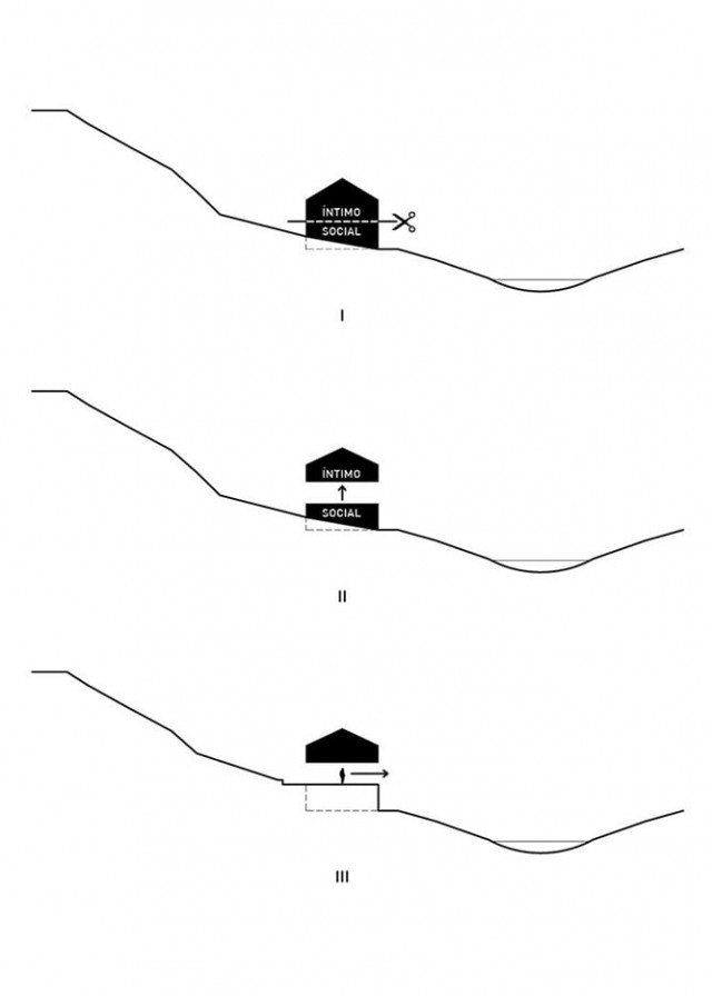 Casa en Caniçada. Infografía de la ubicación de la vivienda y la separación de ambientes. Carvalho Araújo | Alumilux