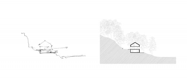 Casa en Caniçada. Esbozo e infografía de la ubicación de la vivienda y la separación de ambientes. Carvalho Araújo | Alumilux